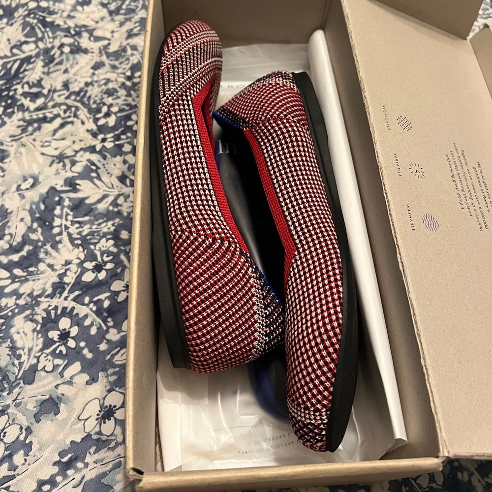 Red and White Checkered Rothy Flats